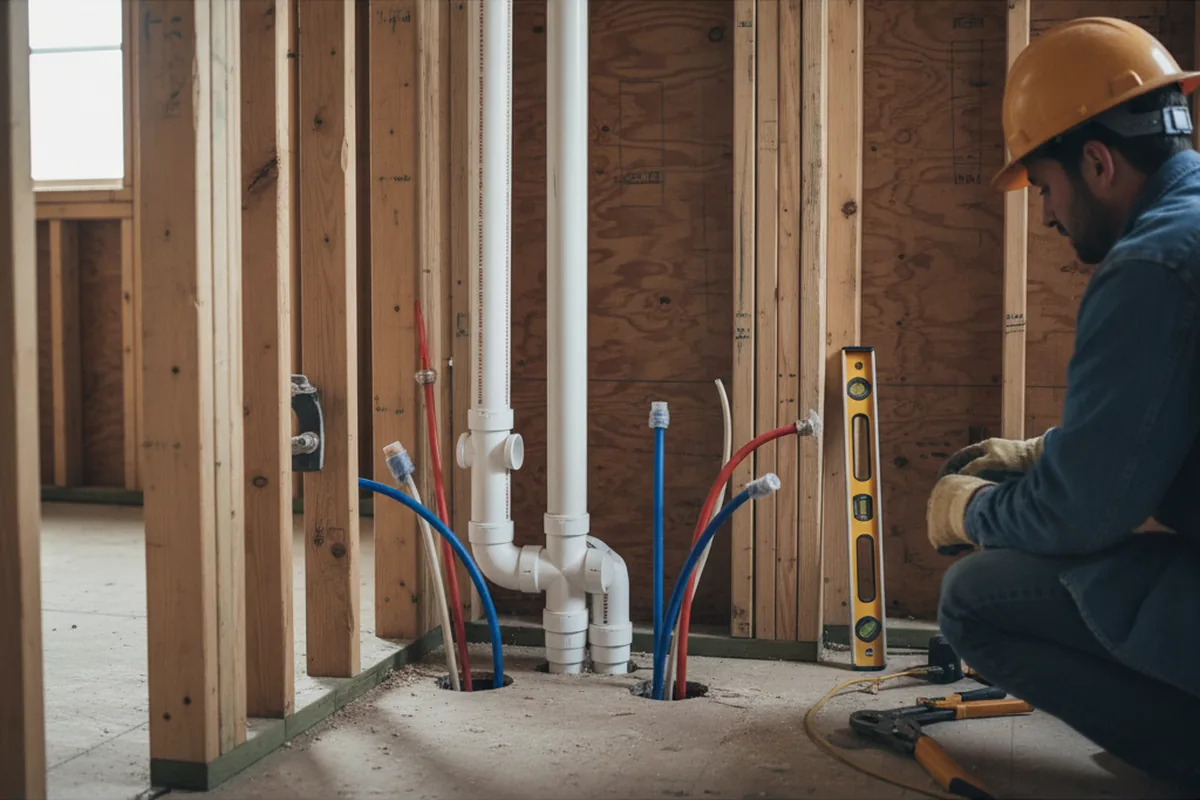 Drain and supply rough-in during Drain Cleaning in Murchison
